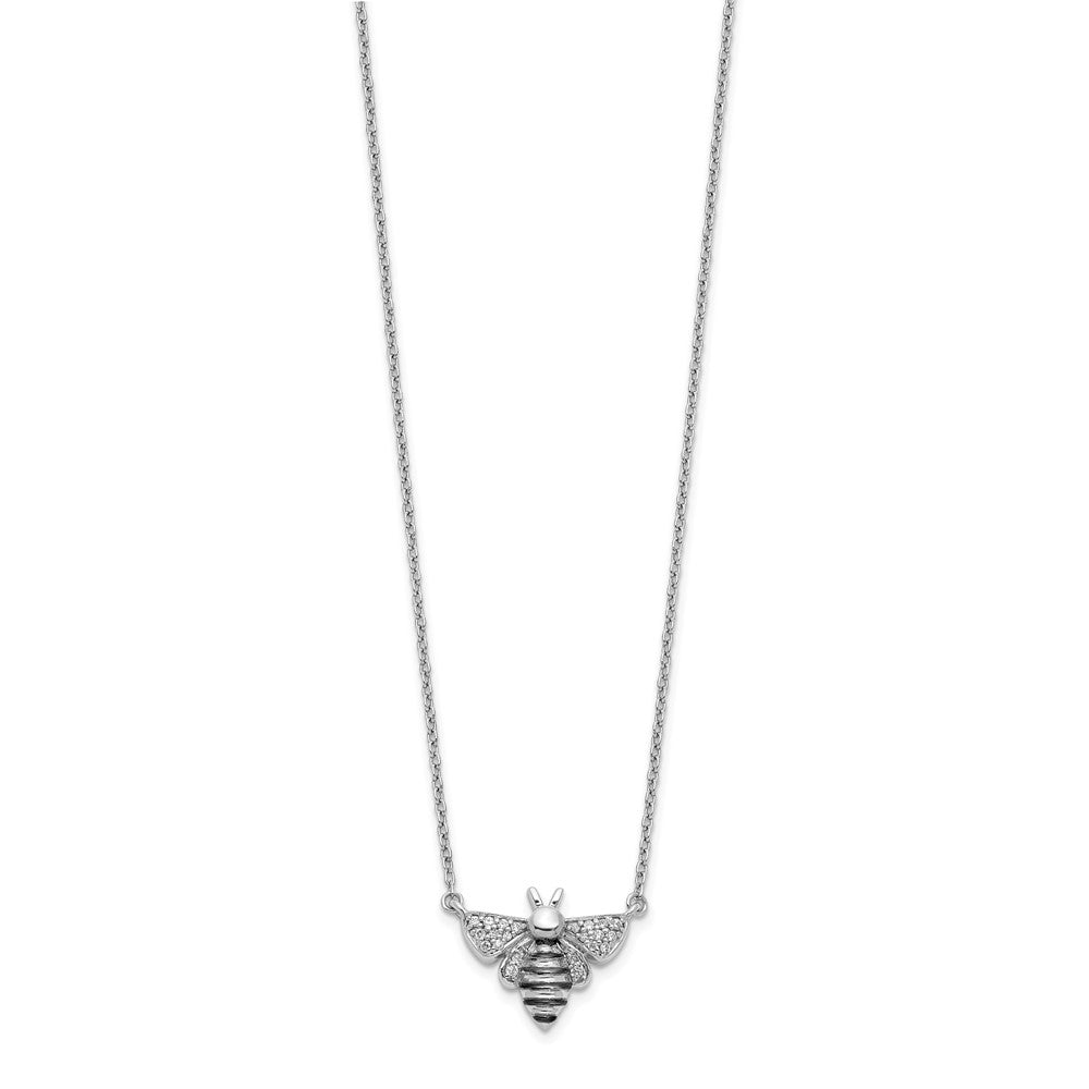14k White Gold Diamond Bee Necklace