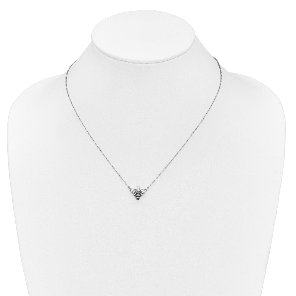 14k White Gold Diamond Bee Necklace