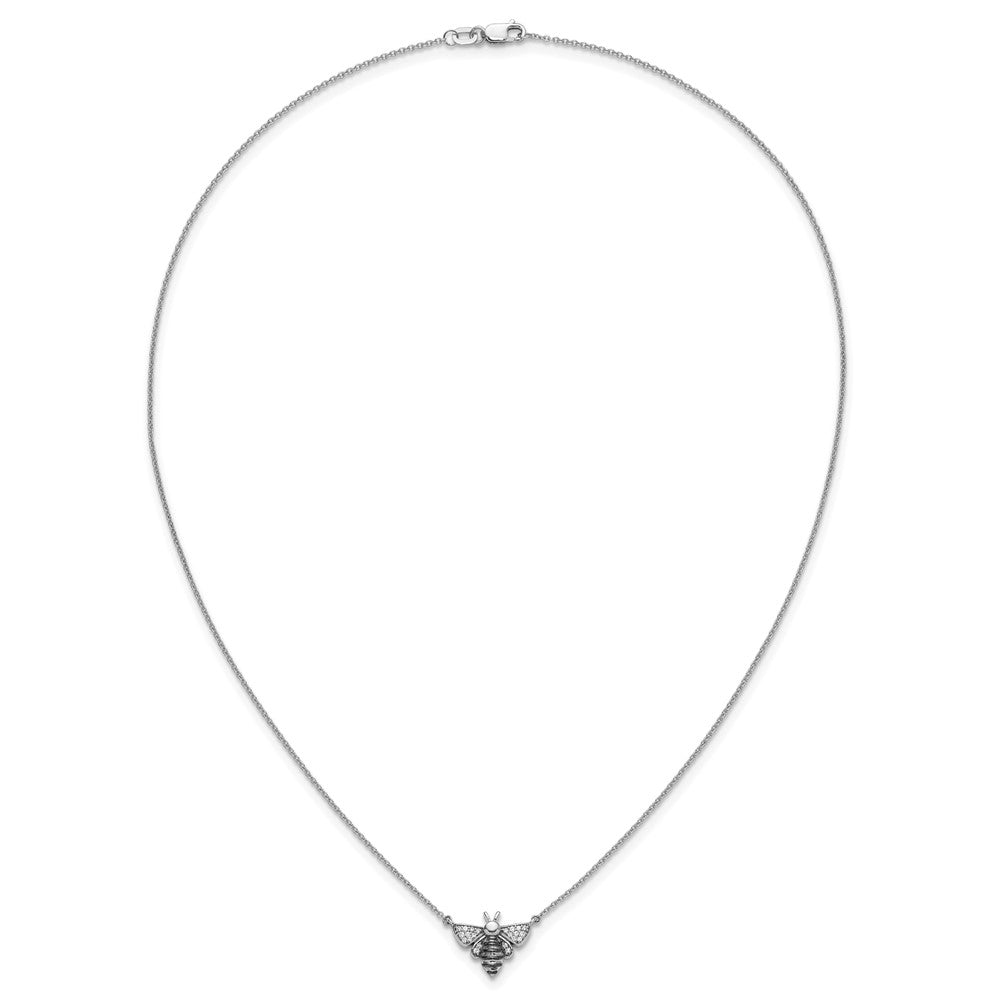 14k White Gold Diamond Bee Necklace