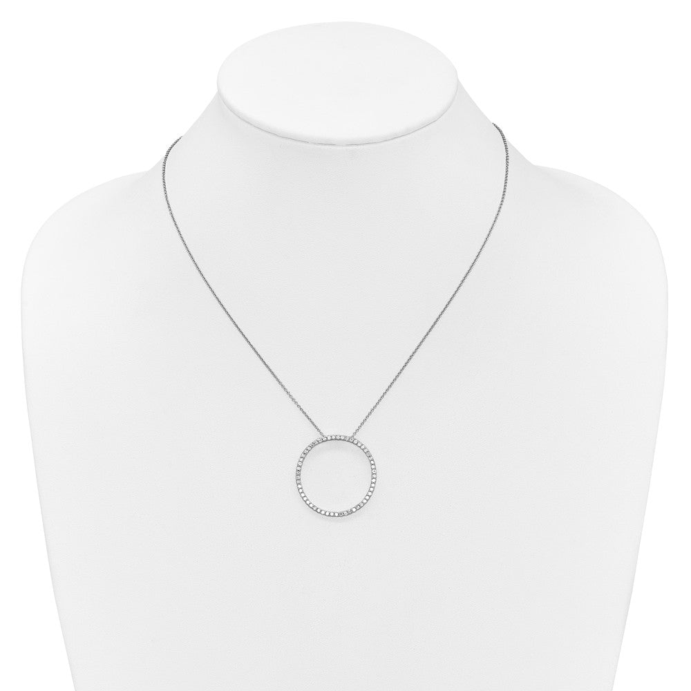 14k White Gold Diamond Circle 18 inch Necklace