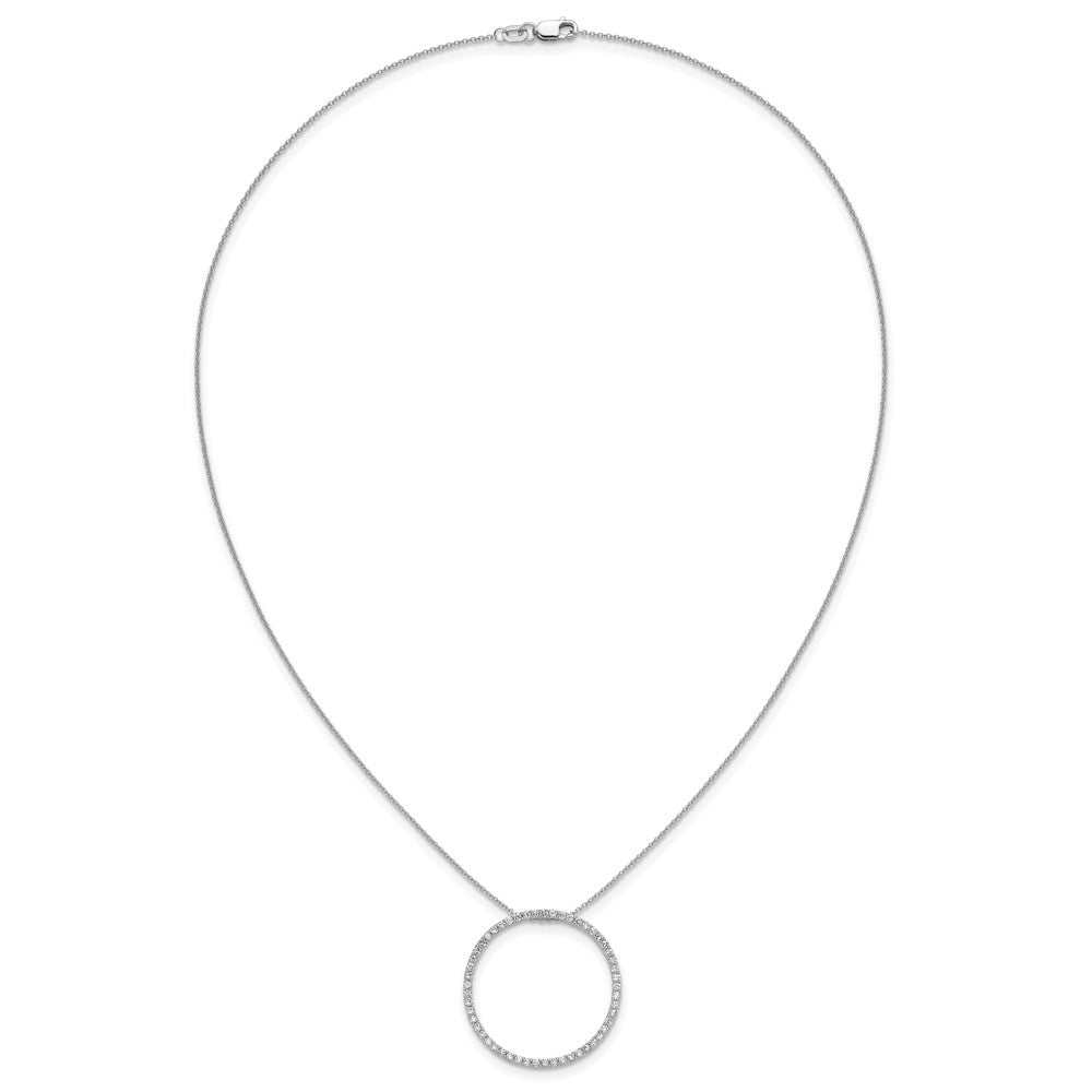 14k White Gold Diamond Circle 18 inch Necklace