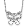 14k White Gold Diamond Butterfly 18 inch Necklace