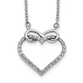 14k White Gold Diamond Heart Infinity 18 inch Necklace