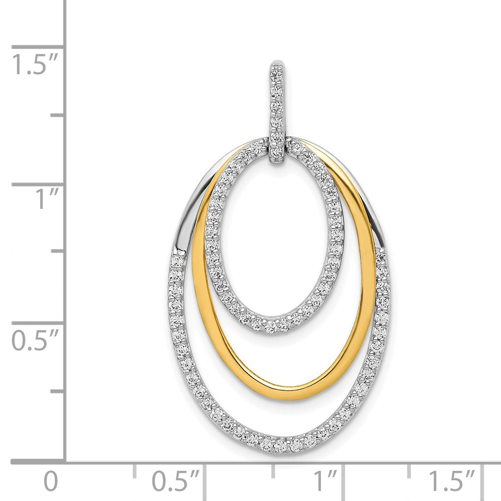 14k Two-tone 1/2ct. Diamond Fancy Triple Oval Pendant