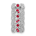 14k White Gold Diamond and .17 Ruby Fancy Chain Slide