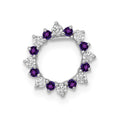 14k White Gold Diamond and .08 Amethyst Fancy Circle Chain Slide