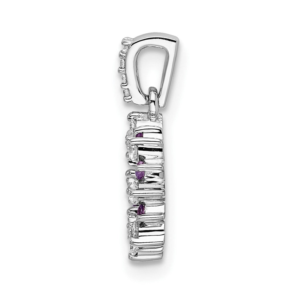 14k White Gold Diamond and .08 Amethyst Fancy Circle Pendant