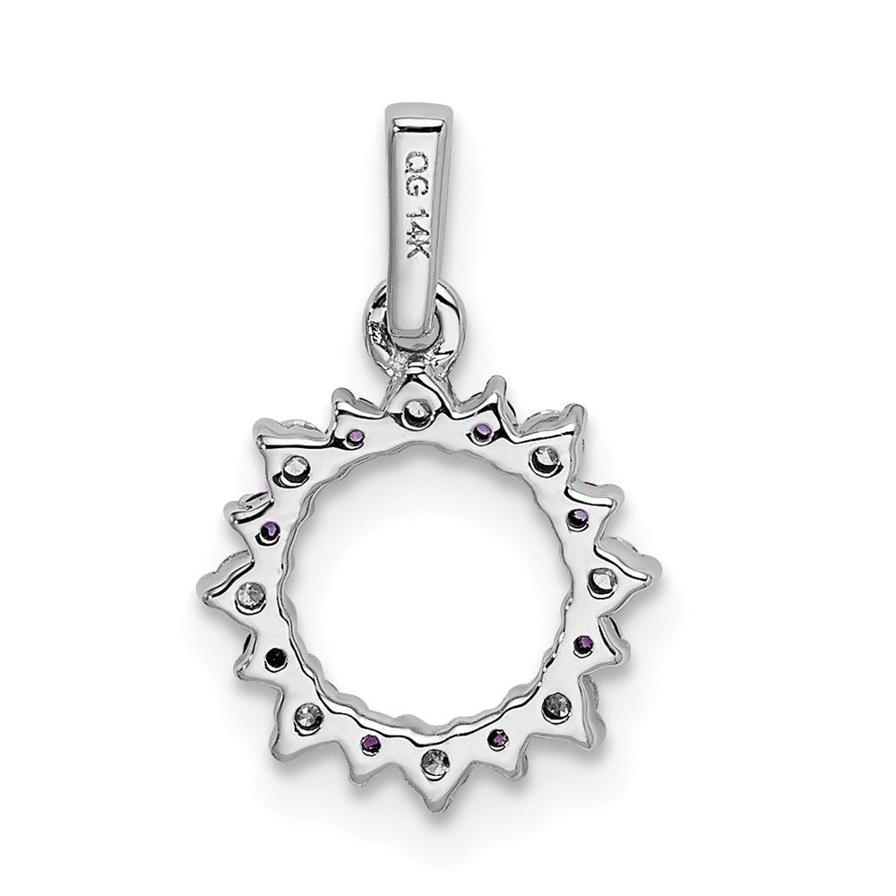14k White Gold Diamond and .08 Amethyst Fancy Circle Pendant
