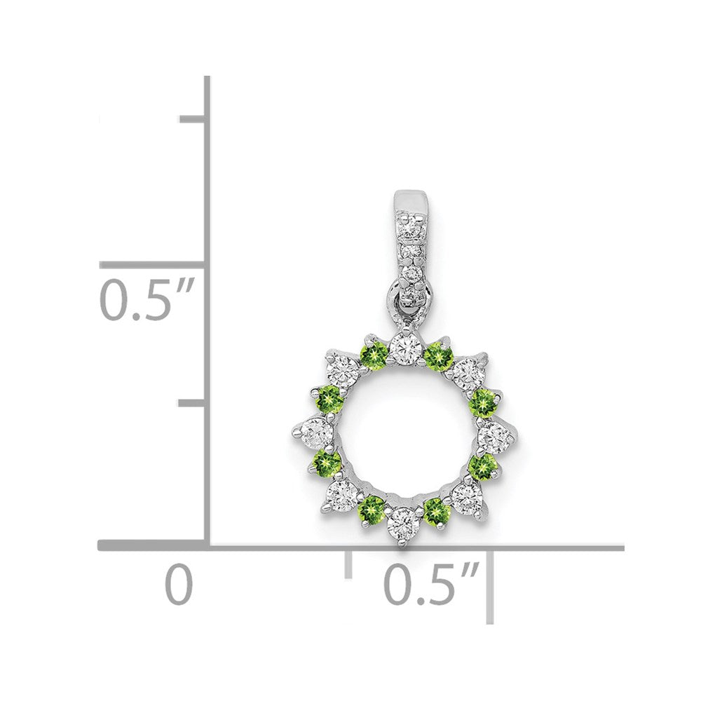 14k White Gold Diamond and .08 Peridot Fancy Circle Pendant