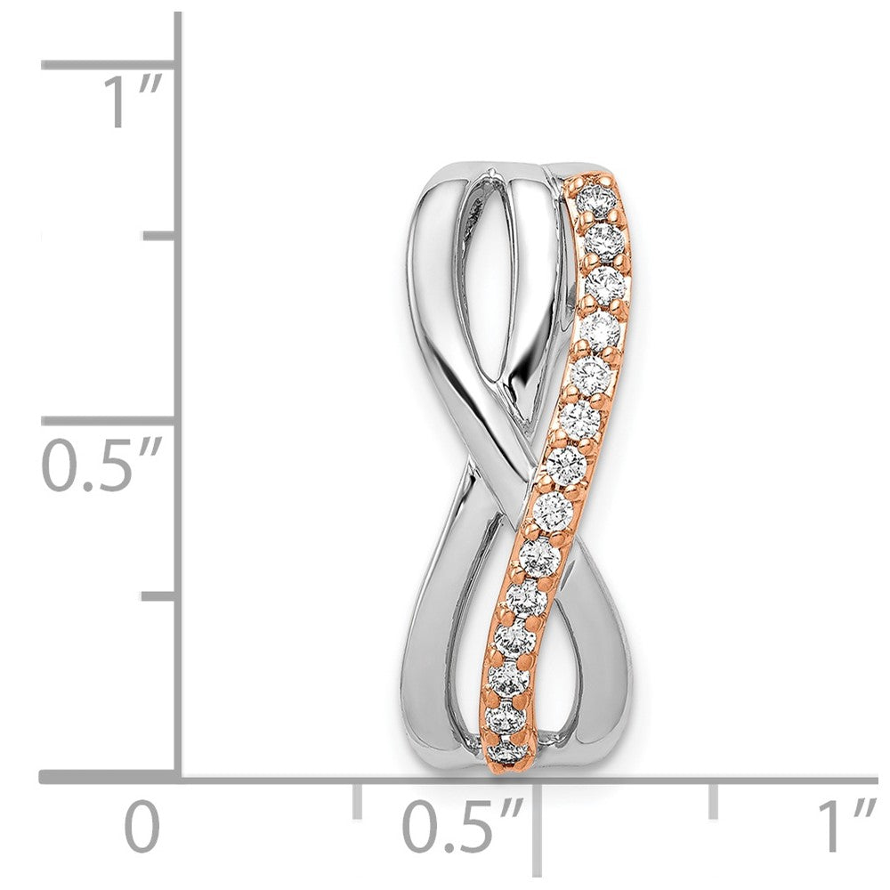 14k Rose and White Gold 1/5ct. Diamond Fancy Twisted Chain Slide