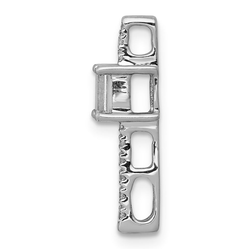 14k White Gold Diamond and .24 Sapphire Fancy Chain Slide