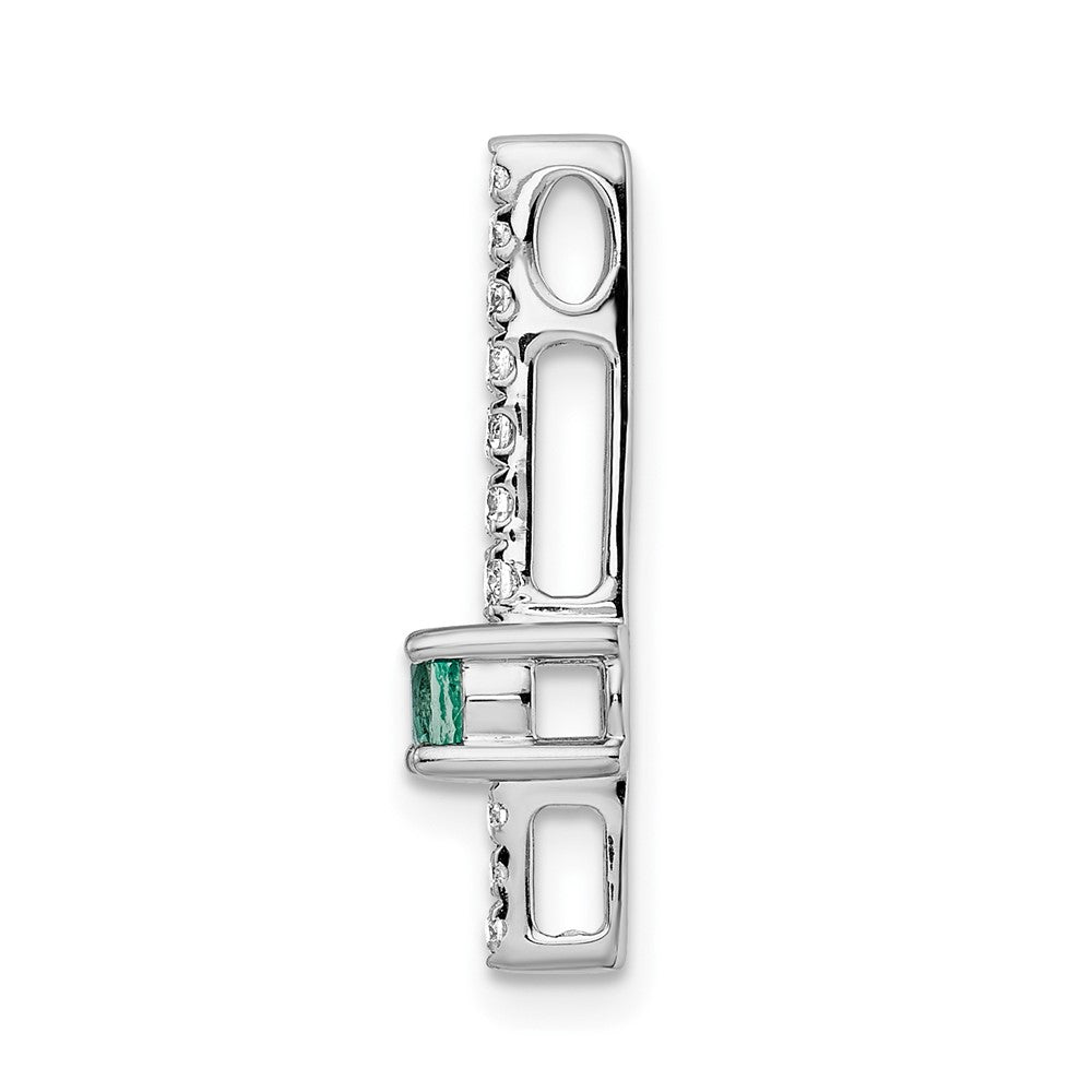 14k White Gold Diamond and Emerald Fancy Chain Slide