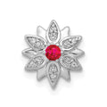 14k White Gold 1/20ct. Diamond and Ruby Flower Chain Slide
