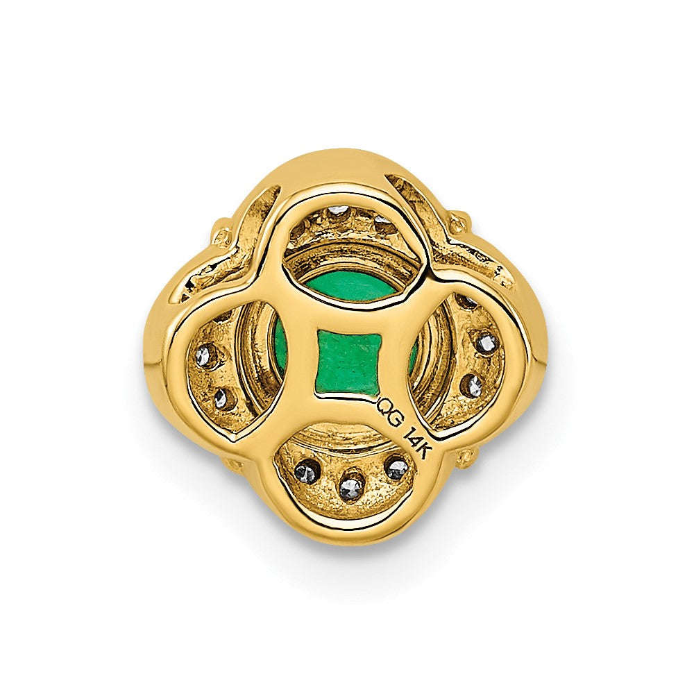 14k Diamond and .33 Emerald Fancy Chain Slide