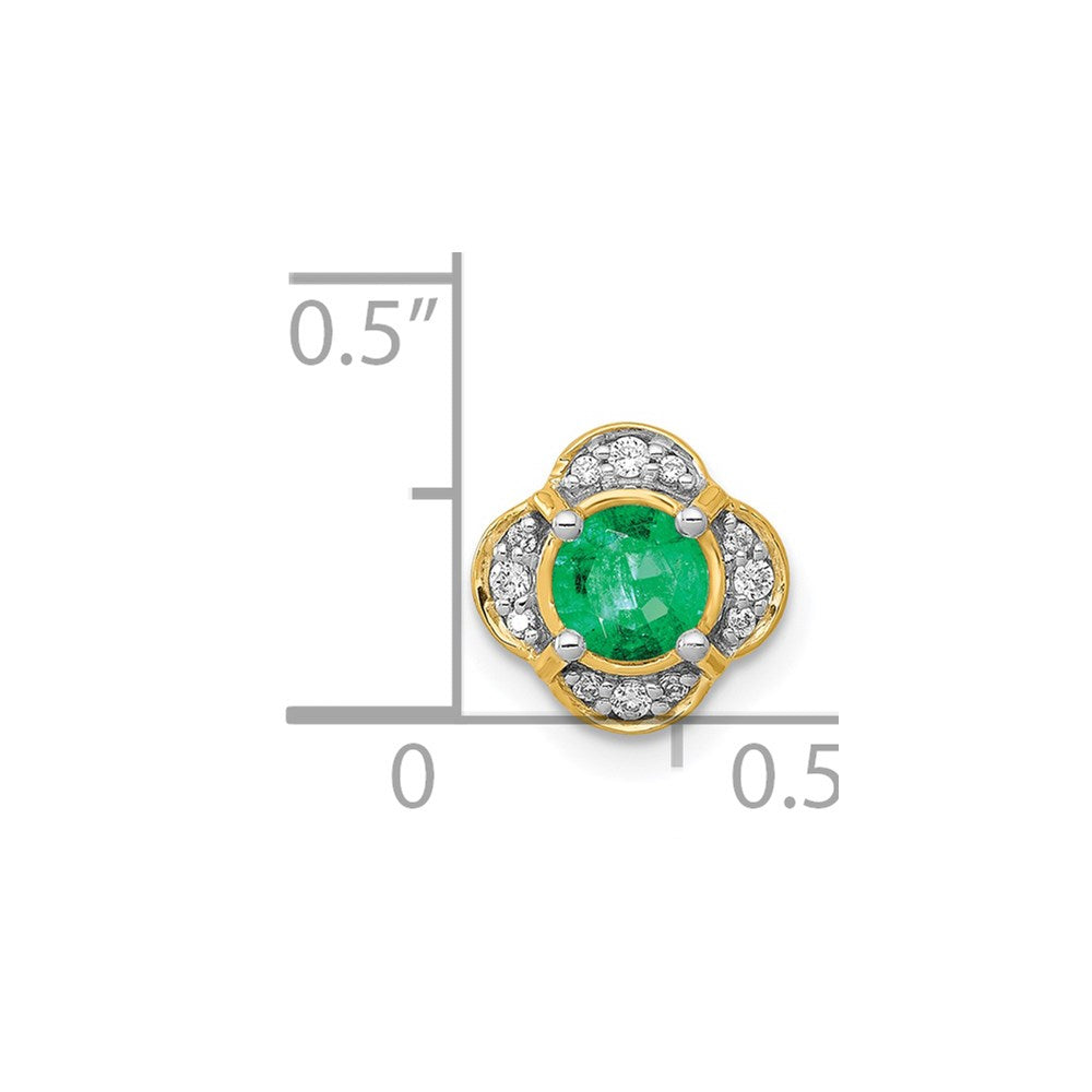14k Diamond and .33 Emerald Fancy Chain Slide