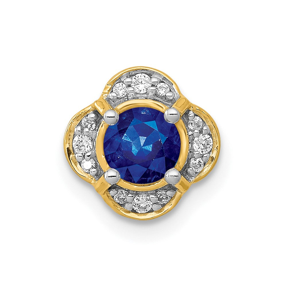 14k 1/15ct. Diamond and .33 Sapphire Fancy Chain Slide
