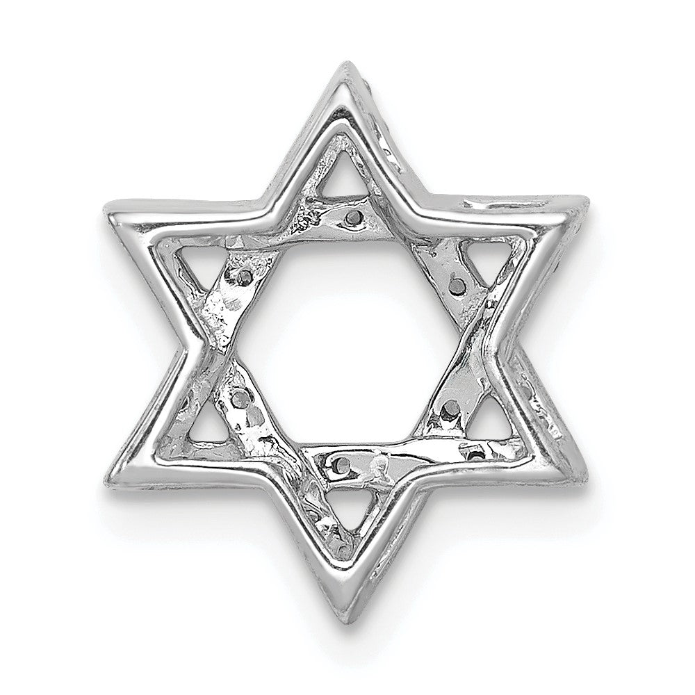 14k White Gold 1/5ct. Diamond Star of David Chain Slide