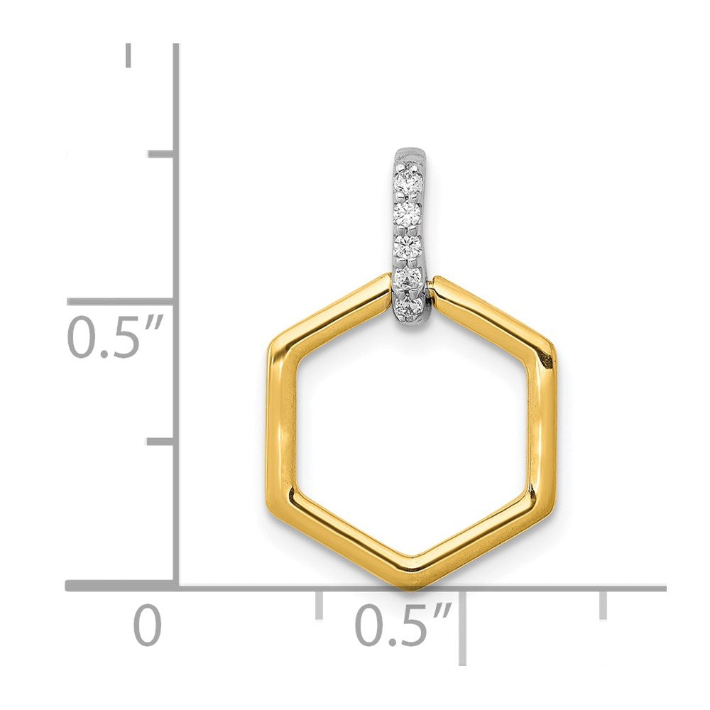 14k Two-tone 1/20ct. Diamond Fancy Hexagon Pendant