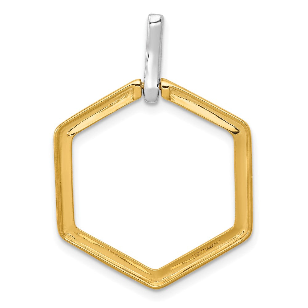 14k Two-tone 1/15ct. Diamond Fancy Hexagon Pendant