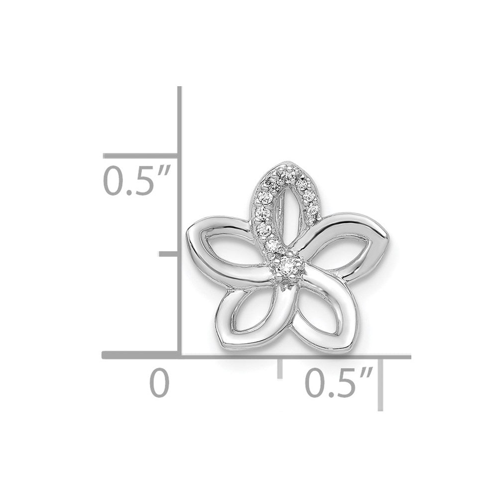14k White Gold 1/20ct. Diamond Flower Chain Slide