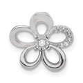 14k White Gold 1/20ct. Diamond Round Petal Flower Chain Slide