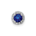 14k White Gold 1/20ct. Diamond and Sapphire Circle Halo Chain Slide