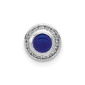 14k White Gold Diamond and Cabochon .47 Sapphire Chain Slide