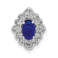 14k White Gold Fancy Diamond and Cabochon Sapphire Chain Slide