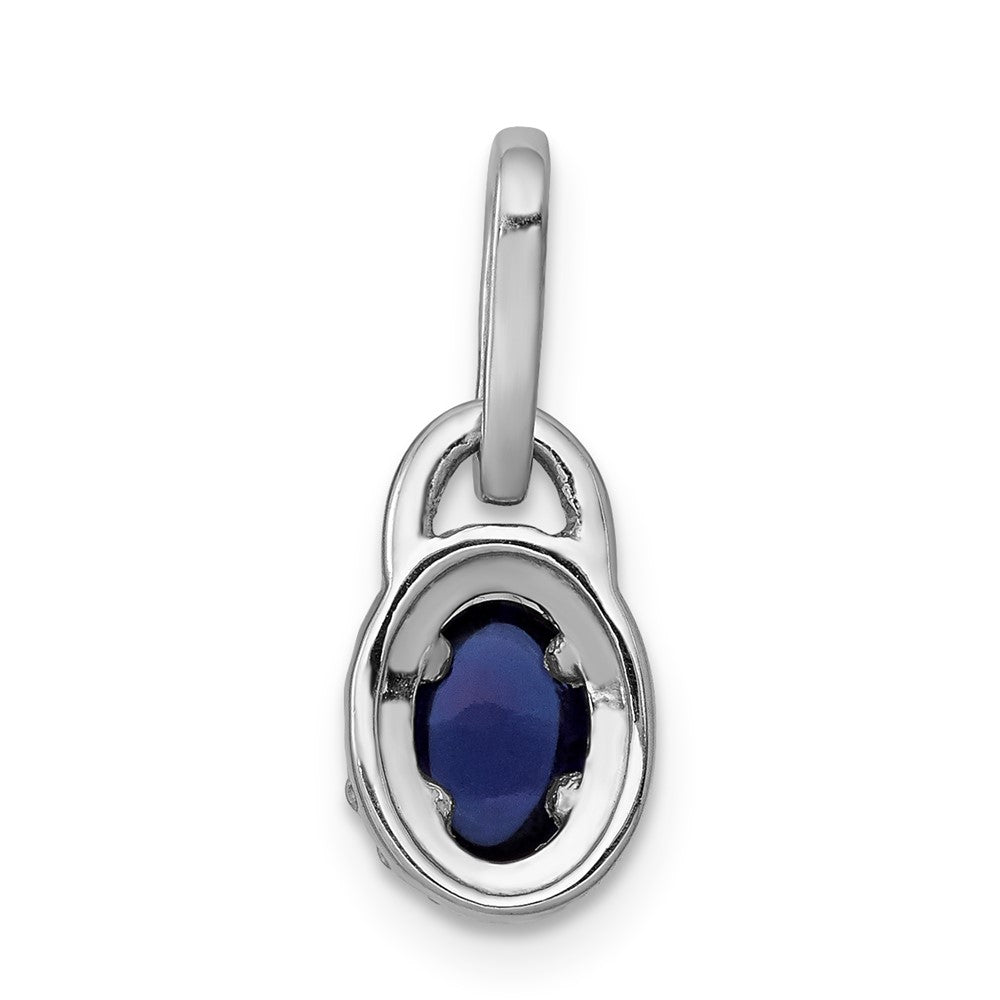 14k White Gold Halo Diamond and Cabochon Sapphire Pendant