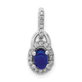14k White Gold Halo Diamond and Cabochon Sapphire Pendant