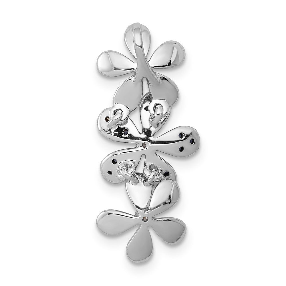 14k White Gold Diamond and Sapphire 3 Flowers Pendant
