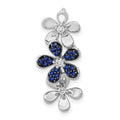 14k White Gold Diamond and Sapphire 3 Flowers Pendant
