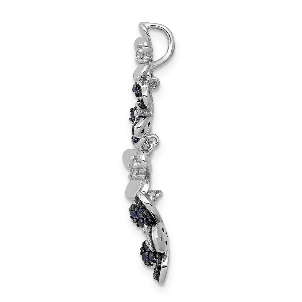 14k White Gold Diamond and .29 Sapphire 4 Flowers Pendant