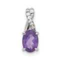 14k White Gold Oval Amethyst and Diamond Pendant