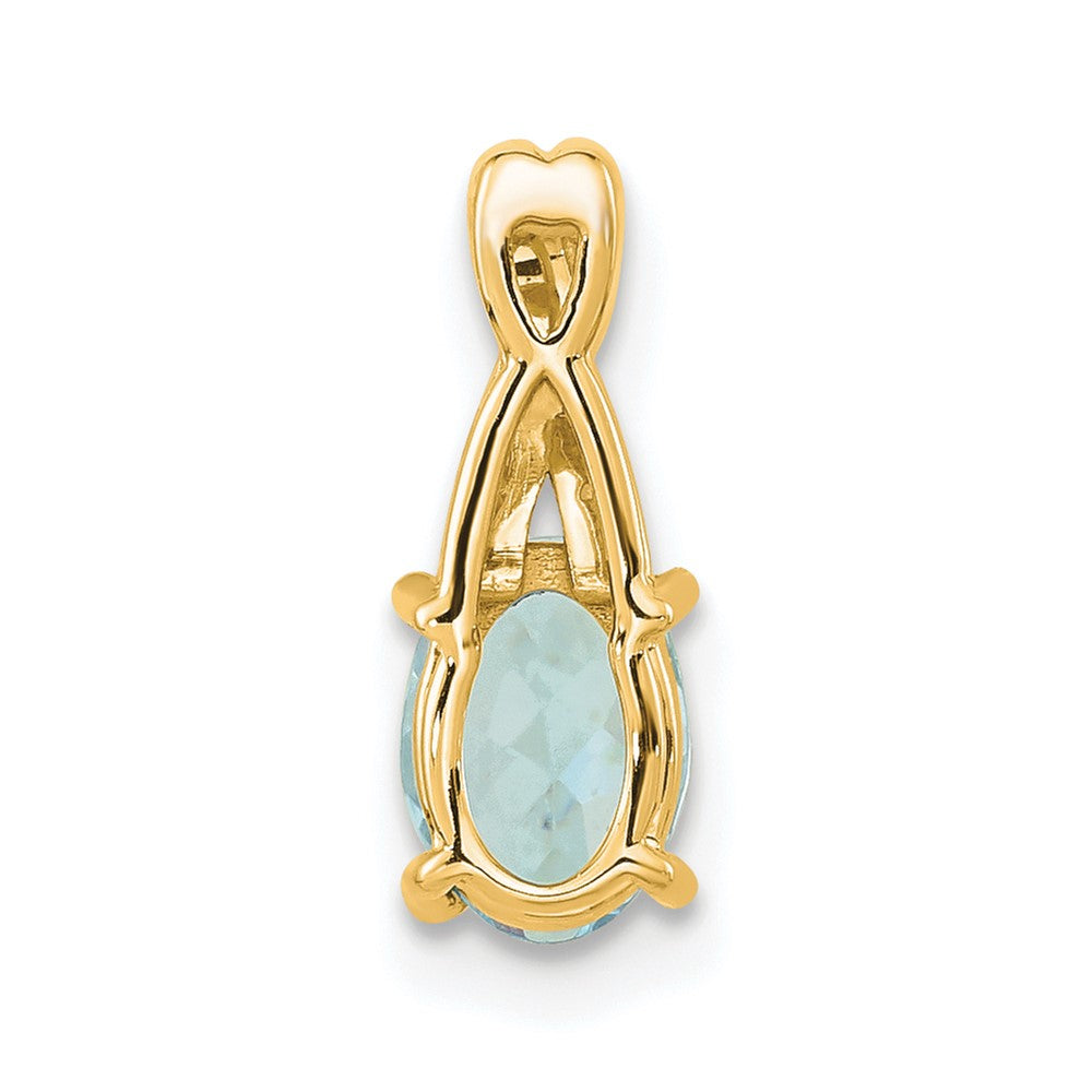 14K Oval Aquamarine and Diamond Pendant