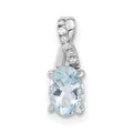 14k White Gold Oval Aquamarine and Diamond Pendant