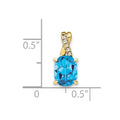 10k Oval Blue Topaz and Diamond Pendant