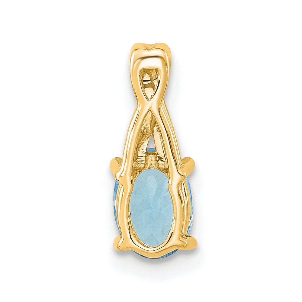 14K Oval Blue Topaz and Diamond Pendant