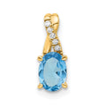 14K Oval Blue Topaz and Diamond Pendant