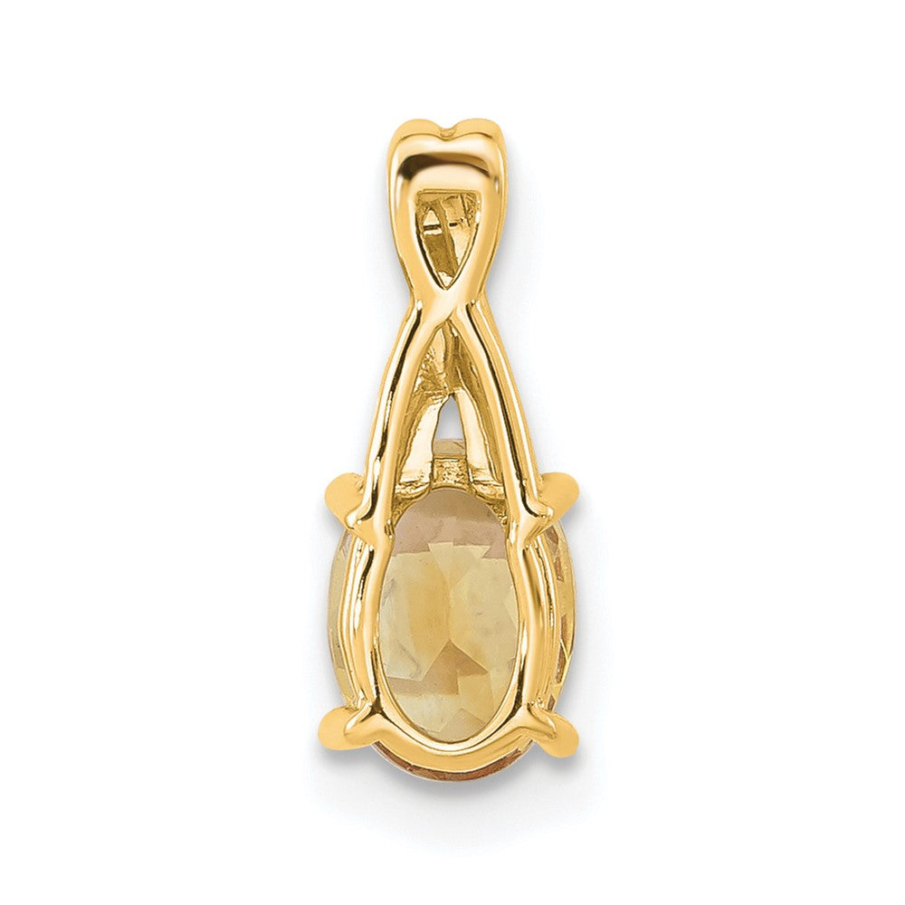 14K Oval Citrine and Diamond Pendant