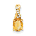 14K Oval Citrine and Diamond Pendant