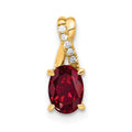 14K Oval Created Ruby and Diamond Pendant