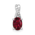 14K White Gold Oval Created Ruby and Diamond Pendant