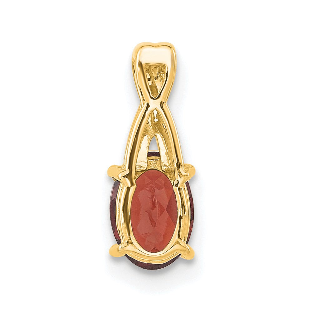 14K Oval Garnet and Diamond Pendant