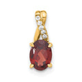 14K Oval Garnet and Diamond Pendant