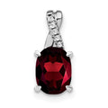 14k White Gold Oval Garnet and Diamond Pendant