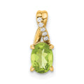 14K Oval Peridot and Diamond Pendant