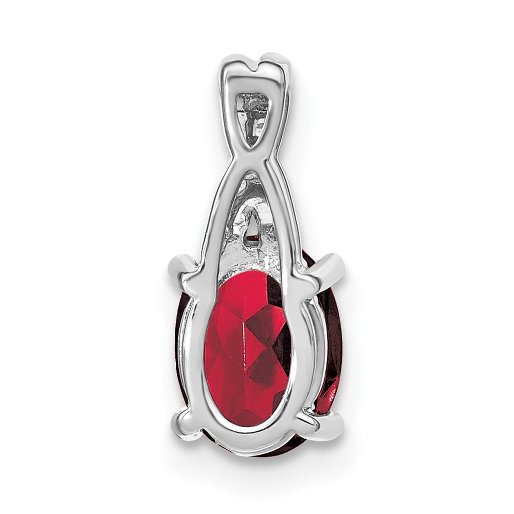 14k White Gold Oval Created Ruby and Diamond Pendant