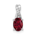 14k White Gold Oval Created Ruby and Diamond Pendant