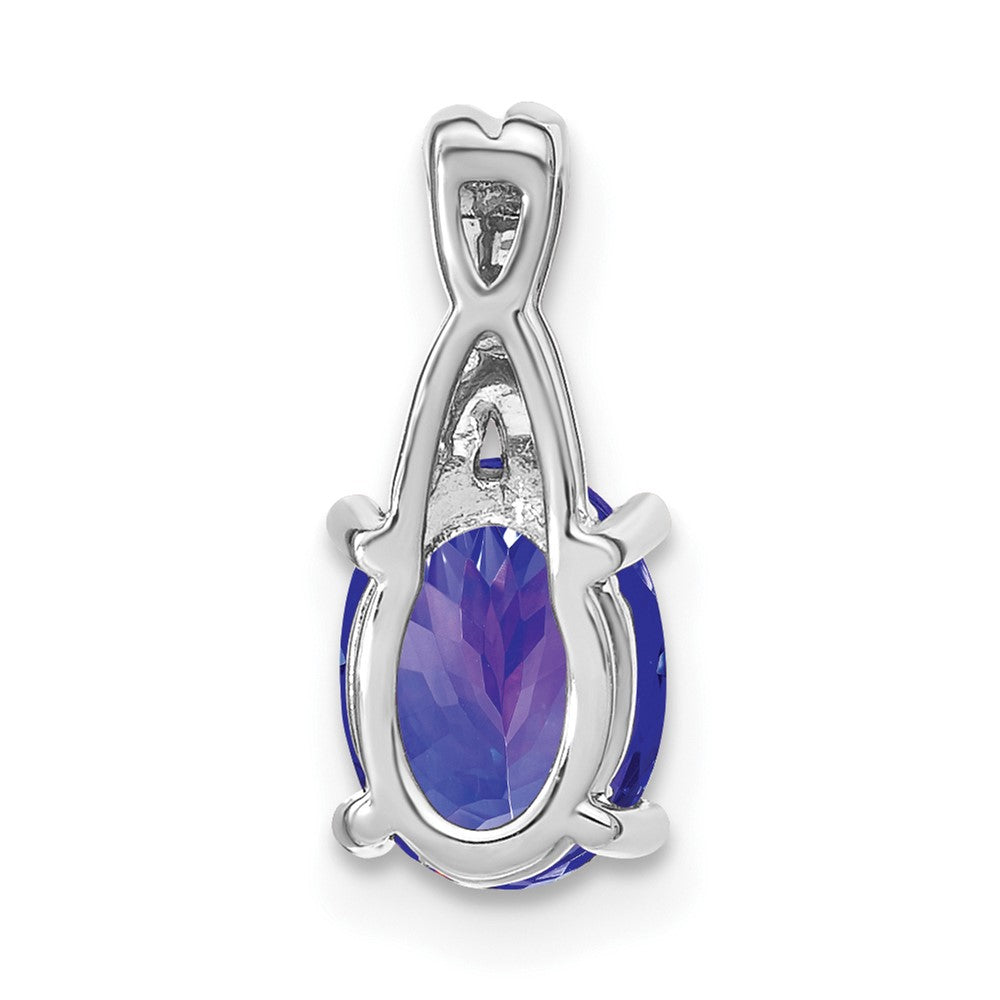 14k White Gold Oval Tanzanite and Diamond Pendant